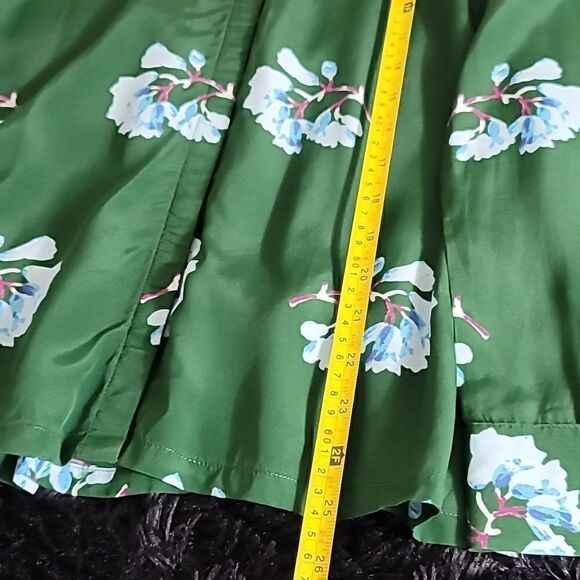 Maje Green Silk Blend Black Lace Floral Printed Top - Picture 7 of 9